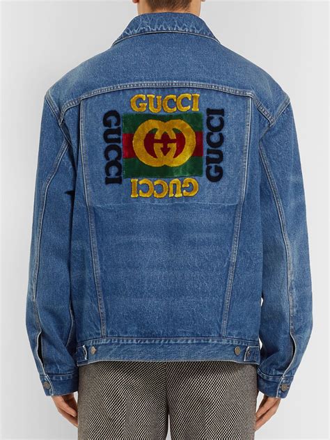 gucci denim patch jacket|gucci denim jackets for men.